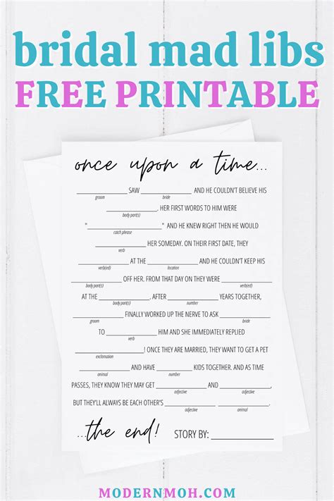 Free Printable Bridal Shower Mad Libs